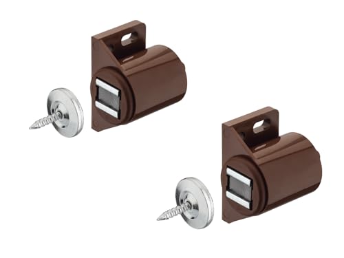 Gedotec Schrank-Magnetverschluss braun mit Gegenplatte Magnetschnapper Tür zum Schrauben - H2062 | Türmagnet Haftkraft 3,0 kg | MADE IN GERMANY | 2 Stück - Möbel-Magnete zum Schrauben von Gedotec