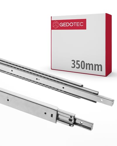 Gedotec Schubladen Auszugsschienen mit Kugelführung VOLLAUSZUG | STRONG | 1 Paar - Schubladenschienen aus Stahl Rollenauszug - Teleskopschienen 350 mm | Schienensystem Verzinkt | Tragkraft 100 kg von Gedotec