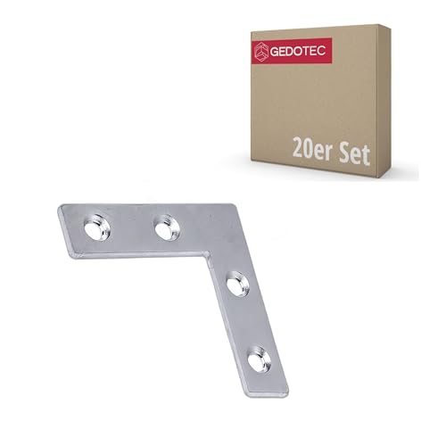 Gedotec Schwerlast Eckverbinder Metall 90° | 20 Stk Winkeleisen 100x100 mm | flache Winkel zum Verbinden und Verstärken | Möbelwinkel Bauwinkel flach Metall Winkel Metallwinkel 90 Grad Winkel Metall von Gedotec