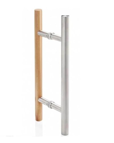 Gedotec Stoßgriff aus Edelstahl matt | 1 Set Türgriff (Innen/Außen) Buche lackiert | DRAVA | Sauna-Stoßgriff inkl. Befestigungsmaterial für Glastüren | beidseitiger Türbeschlag von Gedotec