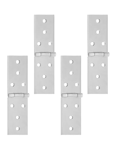 Gedotec Tischband aus Edelstahl V2A | 4 Stück Tisch-Scharnier mit rechteckiger Ausführung | DIN 7957 | mit gehärtetem Stift | Länge: 120 mm | Breite: 33 mm | zum Schrauben | Klappenscharnier von Gedotec