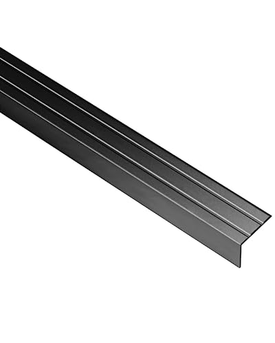 Gedotec Treppen-Kantenprofil selbstklebend | 1 Stück - Stufen-Kantenprofil Aluminium schwarz | 2000 mm | Bodenprofil ungelocht zum Kleben | Winkel-Schutzprofil 25 x 20 mm | Alu-Winkelprofil mit Rillen von Gedotec