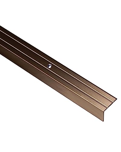 Gedotec Treppen-Profil Alu Stufen-Kantenprofil Aluminium Winkelprofil bronze | 1000 mm | Bodenprofil gelocht zum Schrauben | Winkel-Schutzprofil 25 x 20 mm | 1 Stück - Treppen-Winkelprofil mit Rillen von Gedotec