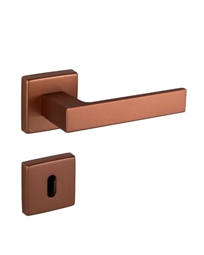 Gedotec Türgriff Zimmertür Drückergarnitur Aluminium | 1 Set Türklinke eckig Türdrücker-Garnitur Zimmertür | BB-Buntbart | PUSH 1317 | Antik Bronze Kupfer matt | Türbeschläge Vintage für Innentüren von Gedotec