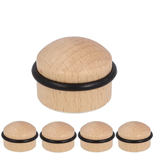 Gedotec Türstopper Holz mit Dämpfungsgummi - Buche | HERBERT | 5 Stück Premium Tür Stopper aus Vollholz | Türstopper Boden zum Kleben + Schrauben | Türstopper klein für Zimmertüren | Bodentürpuffer von Gedotec