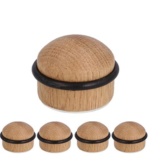 Gedotec Türstopper Holz mit Dämpfungsgummi - Eiche | HERBERT | 5 Stück Premium Tür Stopper aus Vollholz | Türstopper Boden zum Kleben + Schrauben | Türstopper klein für Zimmertüren | Bodentürpuffer von Gedotec