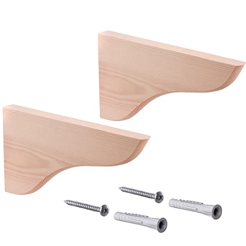 Gedotec Wandkonsole aus Kiefer - 215 x 120 mm, 2 Stück - Schwerlastträger aus Massivem Naturholz - Hohe Tragkraft - Geeignet für Bücherregale - Wandregal - Regalträger - Regalhalter - Regal Winkel von Gedotec