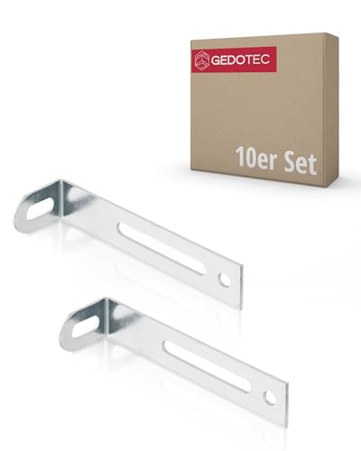 Gedotec Wand-Befestigung mit Kipp-Sicherung zur Befestigung von Möbel & Schränke | Anschraubwinkel zum Schrauben - H7901 | Stahl verzinkt | 77 x 21 x 15 mm | 10 Stück - Winkel-Verbinder mit Langloch von Gedotec