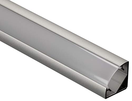 Gedotec Winkelprofil Aluminium-Profile LED Eckprofil 2500 mm Profilleisten für LED-Streifen | Licht-Schiene Alu silber matt | Streuscheibe milchig transparent | 1 Stück - LED-Profile mit Endkappen von Gedotec