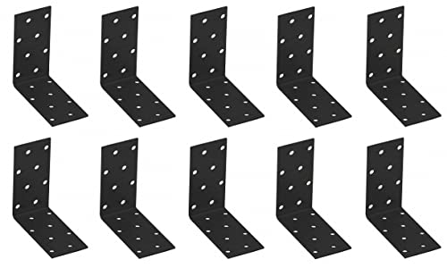 Gedotec Winkelverbinder 90° für Gipskartonplatten | 10 Stk Winkeleisen schwarz - 80x80x40 mm | Pfostenträger Schwerlast Anschraub-Winkel | Metall Winkel Metallwinkel 90 Grad Winkel Metall - Bauwinkel von Gedotec
