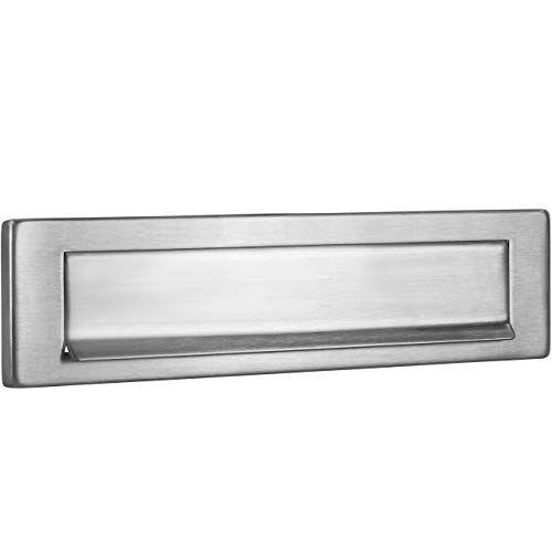 Gedotec Zeitungsklappe Edelstahl Briefeinwurf-Klappe für Haustüren & Wohnungseingangstüren | große Tür-Einwurfklappe rostfrei | Postschlitz recht-eckig 340 x 76 mm | 1 Stück - Abdeckung für Außen von Gedotec