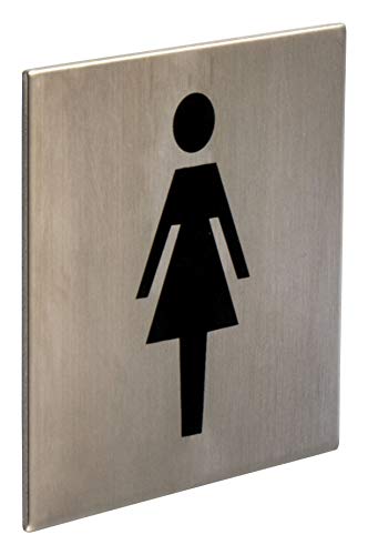 Gedotec selbstklebende Türschilder Edelstahl Toiletten-Schild eckig - Frauen - FI10007 | WC-Symbol für Zimmertüren | Edelstahl matt gebürstet | 75 x 75 mm | 1 Stück - Design Tür-Schild zum Kleben von Gedotec