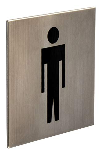 Gedotec selbstklebende Türschilder Edelstahl Toiletten-Schild eckig - Männer - FI10008 | WC-Symbol für Zimmertüren | Edelstahl matt gebürstet | 75 x 75 mm | 1 Stück - Design Tür-Schild zum Kleben von Gedotec