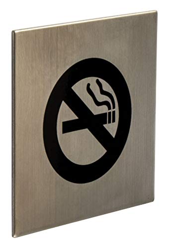 Gedotec selbstklebende Türschilder Edelstahl Toiletten-Schild eckig - Nicht-Raucher | No Smoking für Zimmertüre | Edelstahl matt gebürstet | 75 x 75 mm | 1 Stück - Design Tür-Schild zum Kleben von Gedotec