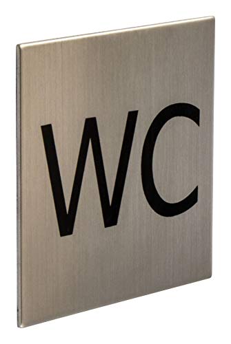 Gedotec selbstklebende Türschilder Edelstahl Toiletten-Schild eckig - WC-Schild FI10010 | WC-Symbol für Zimmertüren | Edelstahl matt gebürstet | 75 x 75 mm | 1 Stück - Design Tür-Schild zum Kleben von Gedotec