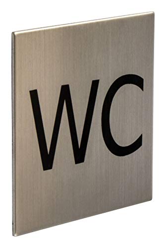 Gedotec selbstklebende Edelstahl Toiletten-Schild - WC-Symbol für Zimmertüren | Matt gebürstet | 75 x 75 mm | 1 Stück von Gedotec