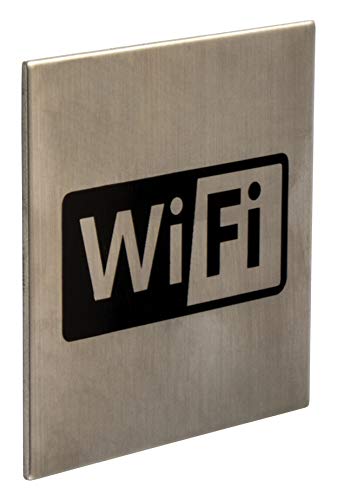 Gedotec selbstklebende Türschilder Edelstahl Toiletten-Schild eckig - WIFI - WLAN FI10012 | WC-Symbol für Zimmertüren | Edelstahl matt gebürstet | 75 x 75 mm | 1 Stück - Design Tür-Schild zum Kleben von Gedotec