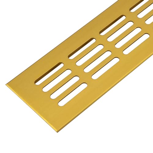 Gedotec Lüftungsgitter eckig aus Aluminium | 1 Stück Abluft-Gitter Messing eloxiert 800 x 60 mm | Tür-Gitter Alu für Innen und Außen | Belüftungsgitter eckig zum Verschrauben | Abluftgitter von Gedotec