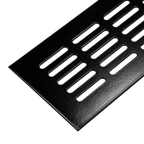 Gedotec Lüftungsgitter eckig aus Aluminium | 1 Stück Abluft-Gitter Schwarz matt 400 x 80 mm | Tür-Gitter Alu für Innen und Außen | Belüftungsgitter eckig zum Verschrauben | Abluftgitter von Gedotec