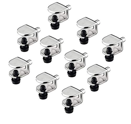 Gedotec Glasbodenträger 5 mm Fachboden-Träger für Glas-Böden & Glasplatten Befestigung - H3135 | Regal-Halterung für Bohrloch Ø 5 mm | Stahl vernickelt | 10 Stück - Regalträger für Möbel & Schränke von Gedotec