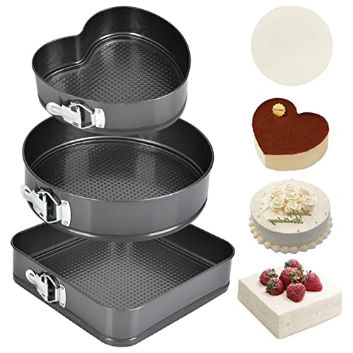 Gedourain Springform-Set, Kuchenform aus Kohlenstoffstahl, 3-teilig, doppelt beschichtet, Edelstahl-Springformschnalle, einfaches Lösen für Käsekuchen für die Küche(24/26/28) von Gedourain