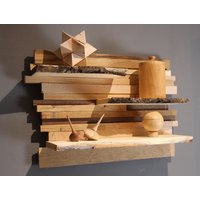 Wandregal Holz | Massivholz Regal Handgemachtes Holzmöbel Modernes Holzregal Echtholz Kleines Wandregal Holz | Massivholz Regal Handgemachtes Holzmöbel Modernes Holzregal Echtholz Kleines von Geduldspielmann