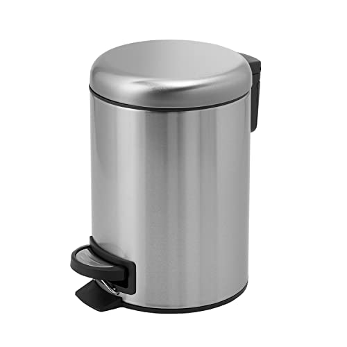 Gedy G-Potty Mülleimer für Badezimmer, satiniert, 5 l, Maße: 27,5 x 20,6 x 26,8 cm, Edelstahl und Polypropylen, Badezimmerkorb mit Soft-Close-Verschluss, abnehmbarer Korb, Design R&D, 2 Jahre Garantie von Gedy