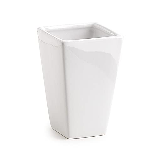 GEDY | Karima Zahnbürstenhalter aus Keramik, Farbe Weiß, Maße 11,6 x 7,5 x 7,5 cm und Gewicht 0,225 kg von Gedy