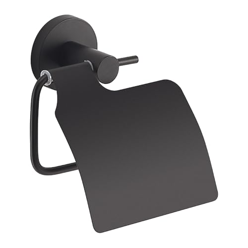 Gedy Felce Plus Toilettenpapierhalter mit Deckel, Mattschwarz von Gedy