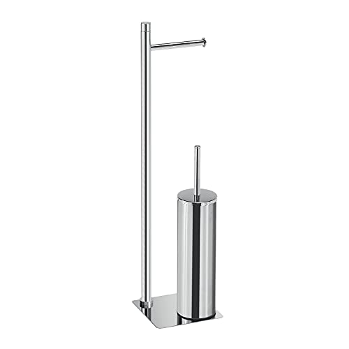 GEDY G-Seul WC-Säule + Toilettenbürste, Chrom mit Chrom-Finish, Maße 62,8 x 14 x 14 cm, Edelstahl und Cromall, 4 mm Inbusschlüssel, Papier, einzigartig von Gedy