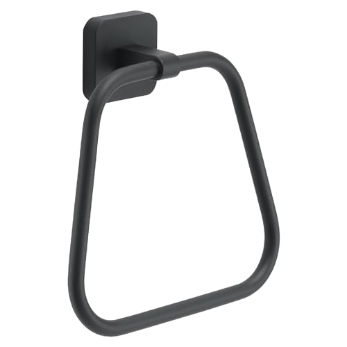 Gedy Tonga Handtuchhalter für Badezimmer, Handtuchring, Handtuchring, Handtuchring, Handtuchhalter ohne Bohren, Mattschwarz, Edelstahl, 17 x 4,6 x 16 cm von Gedy