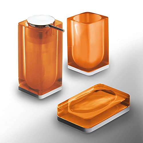 Gedy Iceberg Set 3 Stück Farbe Orange, Seifenschale, Seifenspender, Zahnbürstenhalter, 3 Produkte aus Harz, 2 Jahre Garantie 2, Design R&S, Unica von Gedy