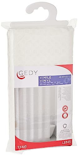 Gedy | Objektiv Duschvorhang aus Peva, weißes Finish, Maße: 200 x 120 x 0,1 cm und Gewicht 0,225 kg von Gedy
