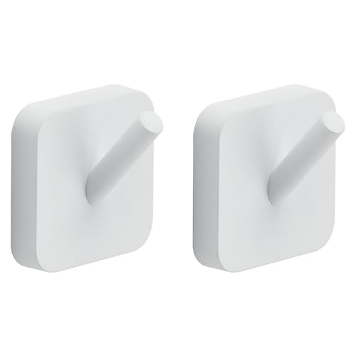 Gedy TONGA Handtuchhaken für das Badezimmer, 2-teilig, Edelstahl, Mattweiß, 4,7 x 3,1 x 4,9 cm, Aufkleber von Gedy