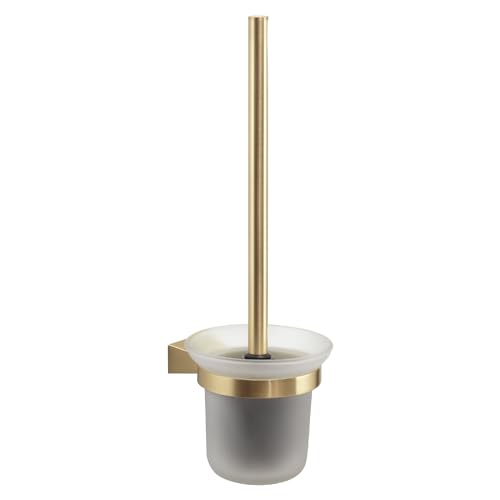 Gedy TONALE WC-Bürstenhalter zur Wandmontage, Mattes Gold, Edelstahl und Glas, 11,2 x 13,4 x 35,8 cm von Gedy