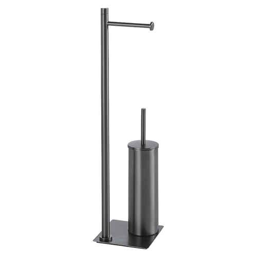 Gedy TRILLY WC-Bürste und Toilettenpapierhalter, Gun Metall, Edelstahl, 14 x 14 x 63 cm von Gedy