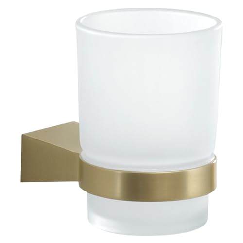 Gedy TONALE Zahnbürstenhalter, Wandbürstenhalter, Mattgold, Edelstahl und Glas, 6,7 x 9,5 x 9,5 cm von Gedy