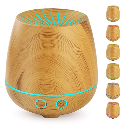 Aroma Diffuser,GeeRic 120ML Luftbefeuchter Ultraschall Vernebler,Raumbefeuchter Aromatherapie Öle Duftlampe mit 7 Farben LED Helles Holz von GeeRic