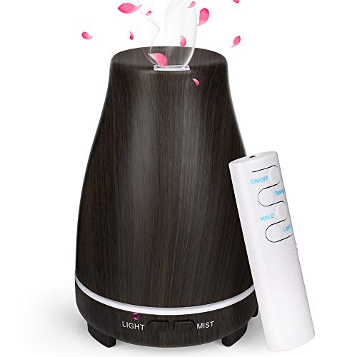 GeeRic Aroma Diffuser 200ML Luftbefeuchter Ultraschall Vernebler,Raumbefeuchter Aromatherapie Öle Duftlampe mit 7 Farben LED Helles Dunkles Holz von GeeRic