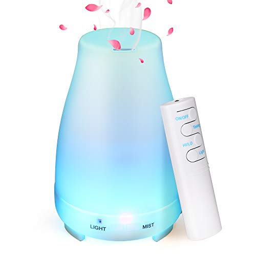 Aroma Diffuser，GeeRic 200ML Luftbefeuchter Ultraschall Vernebler,Raumbefeuchter Aromatherapie Öle Duftlampe mit 7 Farben LED Helles Weiß von GeeRic