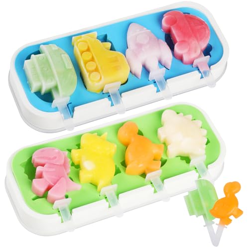 GeeRic Eisformen Silikon, 8 Hohlräume EIS Am Stiel Formen,Popsicle Formen Set,Mini Eisformen Silikon BPA Frei Förmchen zum Einfrieren von Obst oder Joghurt von GeeRic