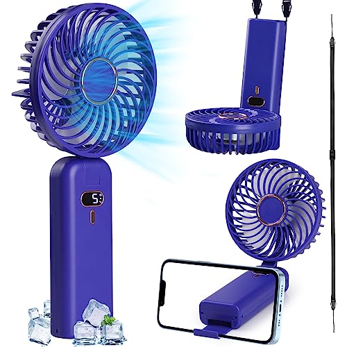 GeeRic Handventilator Taschenventilator 5 Speeds,4000mAh Tragbarer Ventilator mit Schlüsselband/LED-Anzeige,akkuTragbarer Lüfter Elektrischer Aufladbarem Batterie für Reisen Draußen Büro von GeeRic