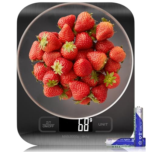 GeeRic Küchenwaage Professionelle, 10KG Küchenwaage mit LCD Display Digitalwaage, Briefwaage mit Großer Edelstahl Wiegefläche, Flüssigkeitsmessung, hohe Präzision auf bis zu 1g, Tara-Funktion von GeeRic