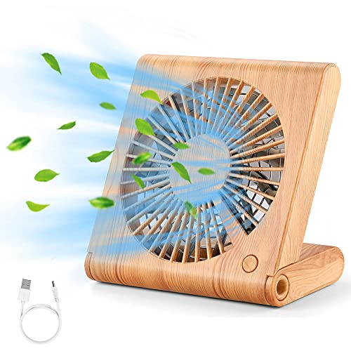 GeeRic USB Ventilator 3 Geschwindigkeit Wiederaufladbar Tischventilator Fan Lüfter den Schreibtisch Ventilator für das Büro,ideal für Büro Schreibtisch und Kinderzimmer-Brown von GeeRic