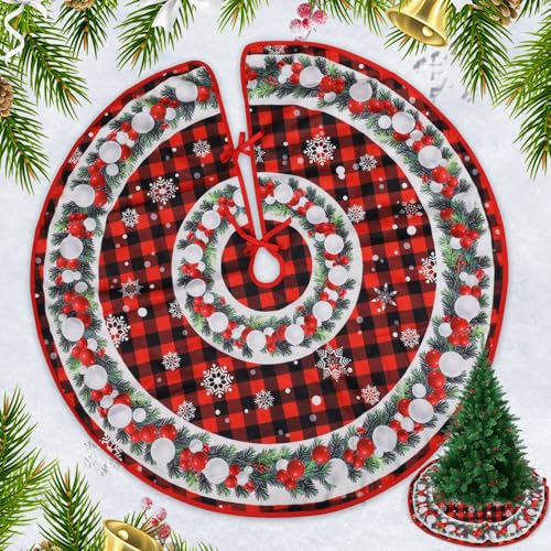 Weihnachtsbaumdecke,GeeRic Weihnachtsbaumdecke Rund,122 cm Christbaumdecke Christmas Tree Skirt Tannenbaum Teppich Weihnachtsbaumständer Abdeckung für Christbaumständer Christbaum von GeeRic