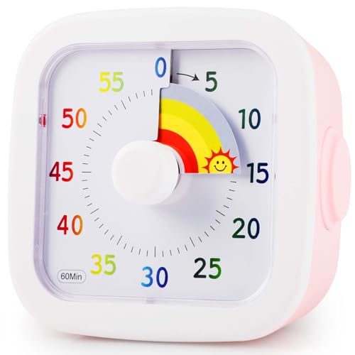 Visueller Timer,GeeRic 60-Minuten-CountdownTimer,SchreibtischTimer Kinder Zeitmanagement Tools mit leisem Betrieb,PomodoroTimer für Haus Küche Klassenzimmer von GeeRic
