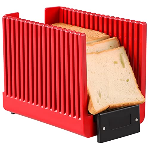 Brotschneidemaschine Manuell für Selbstgebackenen Brotlaib, Faltbarer und Kompakter Brotschneider Manuell, Brotschneidebrett BPA-frei für Brot, Bagels von Geedel