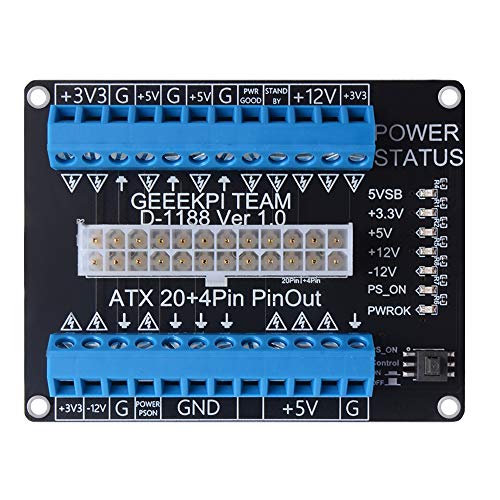 GeeekPi 24/20-pin ATX DC Netzteil Breakout Board Modul Adapter,Screw Terminal Block Breakout Modul für Computer PC GeeekPi 24/20-pin ATX DC Netzteil Breakout Board Modul Adapter,Screw Terminal Block Breakout Modul für Computer PC von GeeekPi