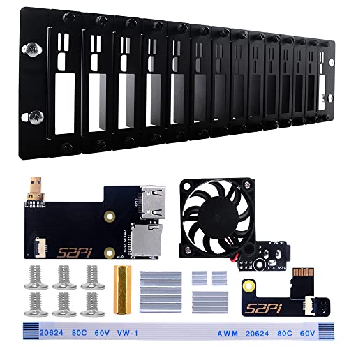 GeeekPi 3U Rack Kit für Raspberry Pi 4B, 19" 3U Rackmount Unterstützt 1-14 Einheiten mit 14 Raspberry Pi Lüftern, Kühlkörper, Micro HDMI zu HDMI Boards, TF Karte zu FPC Boards für Raspberry Pi 4B von GeeekPi