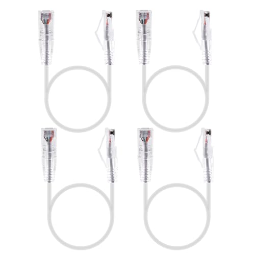 GeeekPi 4 Stück Snagless Short Shielded Cat6A Ethernet-Kabel, 10G 550MHz, 28AWG Pure Copper Cat6 Patchkabel für Netzwerkkabinet, Cat 6 Patchkabel, Weiß (0,5 M) von GeeekPi